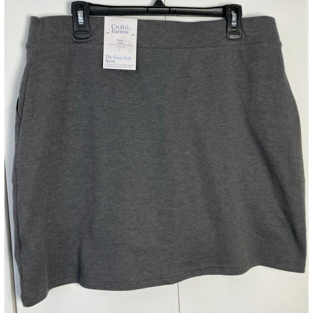 Croft & Barrow Gray Mid Rise Pull on Skort NWT Size Large - Picture 7 of 7